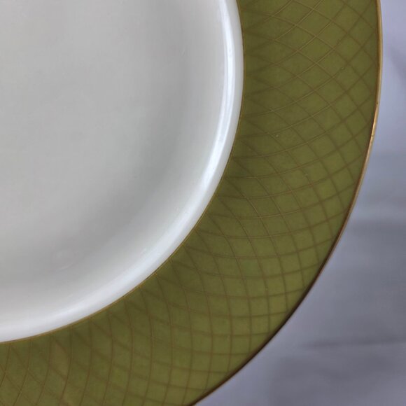 Lenox Au Courant Olive Dinner Plate Spiral Decor Green Rim Gold Trim Colin Cowie - Picture 5 of 12